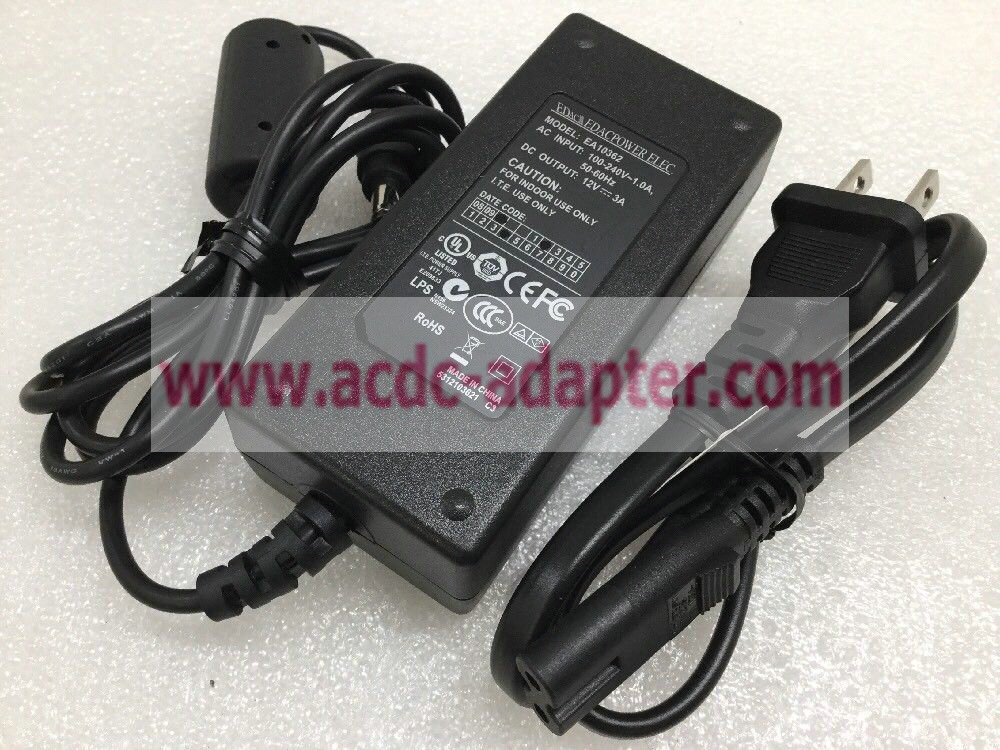 New 12V 3A EDAC EDACPOWER ELEC AC Adapter EA10362 Power Supply Charger